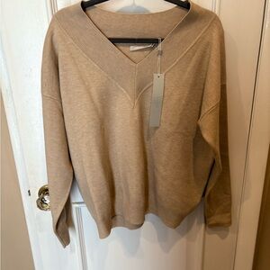Tan V-Neck Women's Sweater